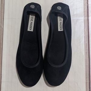 Girls Steve Madden Faux Suede Black Ballet Flats